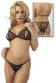 Black Tulle Crotchless Large Bra Brief Set